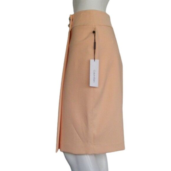 new CALVIN KLEIN Skirt, 2,  Peach, Faux Wrap, Big Button Accent, Back Zipper - Picture 12 of 12